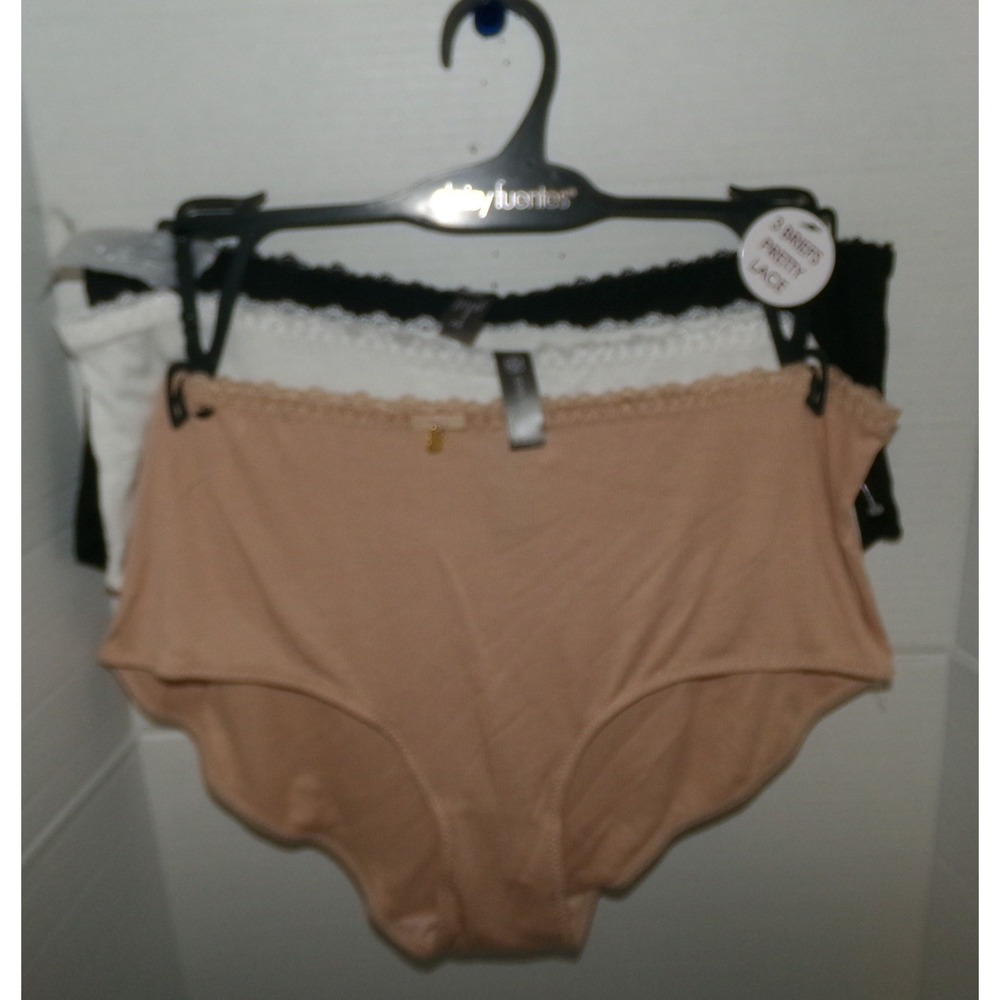 Daisy Fuentes Womens 3 Pack Lace Trim Briefs High Rise Panties   2X